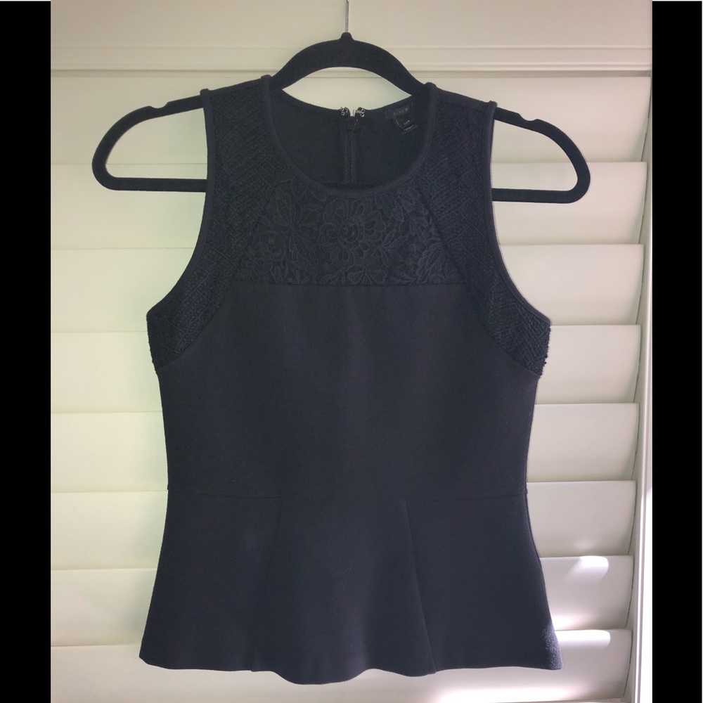 J Crew Crochet Sleveless Black Top
